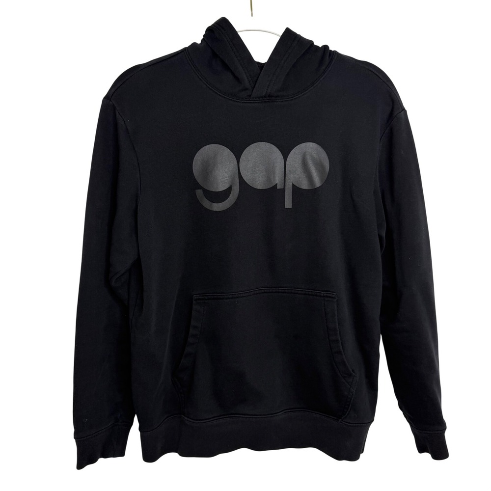 Gap Mens Logo Hoodie Black Tonal Graphic Sweatshirt Small 0034